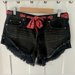 We The Free (Free People) Sashed & Relaxed Cutoff Cotton Denim Shorts Size 29